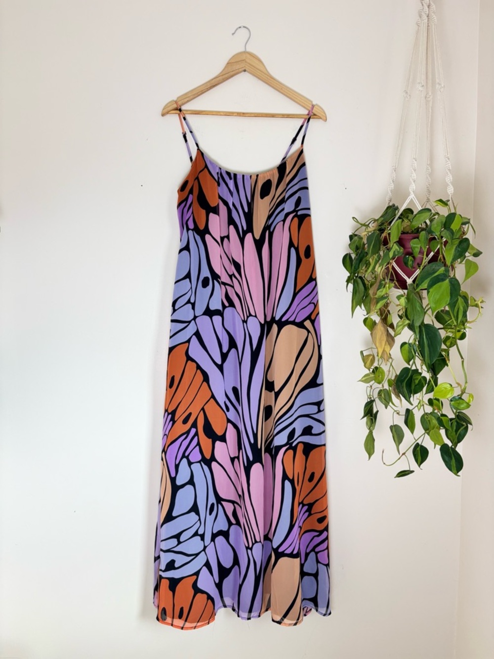 Sam Edelman Multi-Color Abstract Maxi Dress (lavender, pink, tan, orange, black)